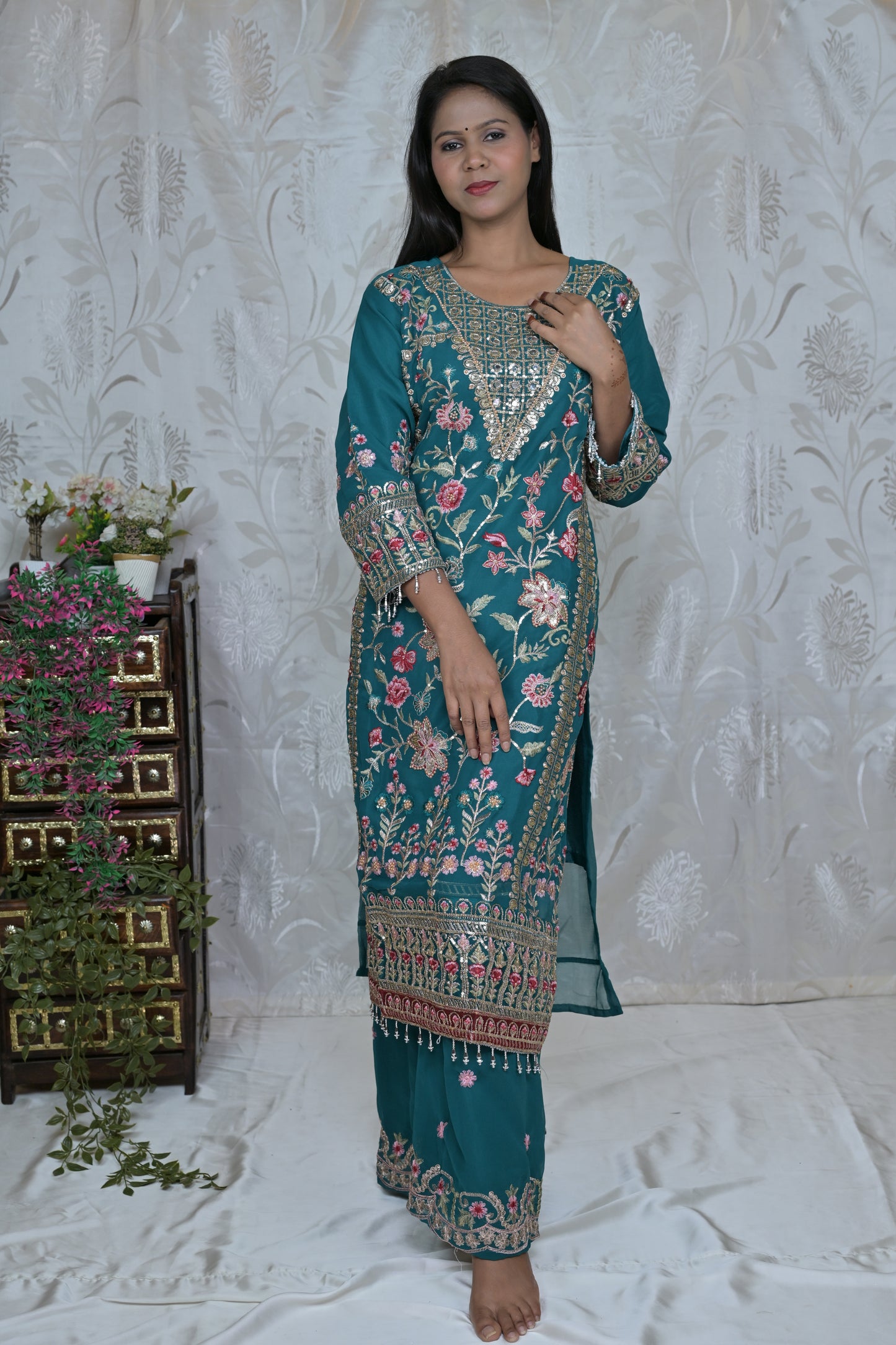 Festive Floral Suit Set