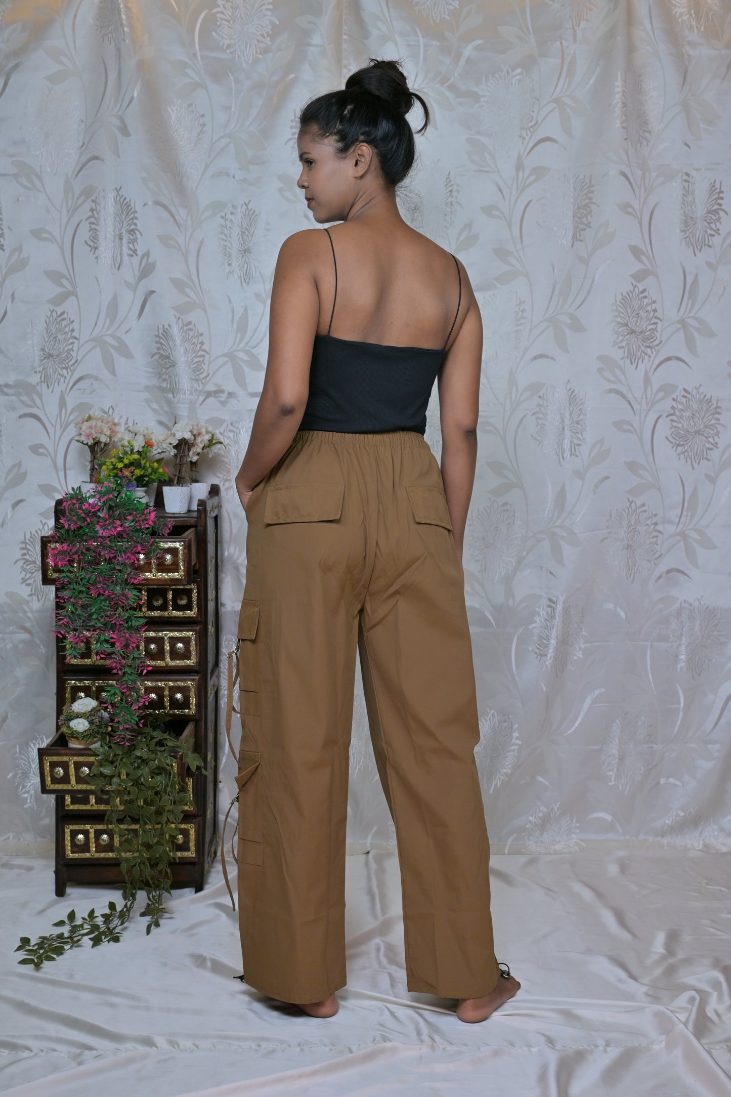 Trendy Solid Parachute Cargo Pants