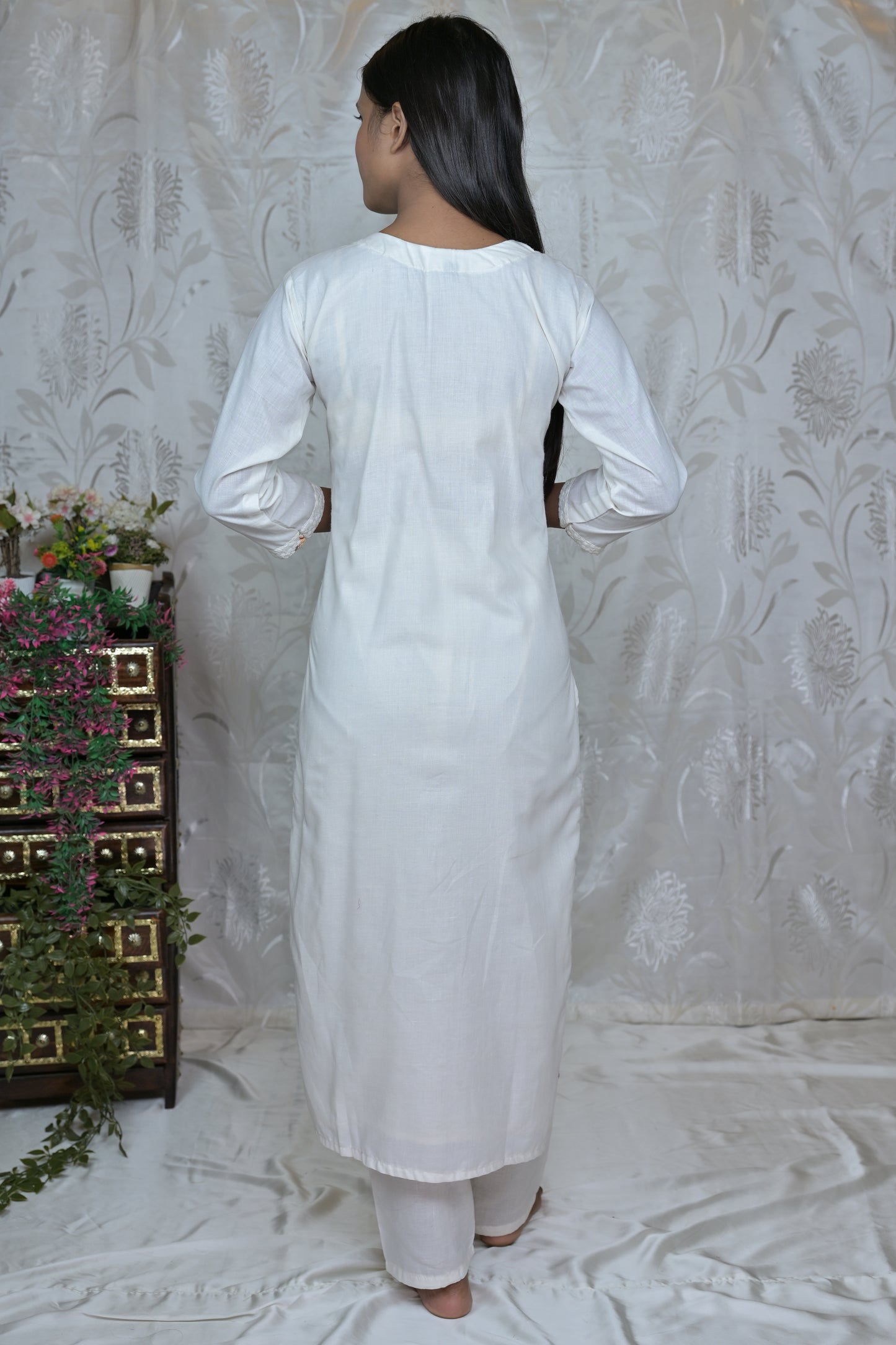 Floral Bloom White Kurta Set