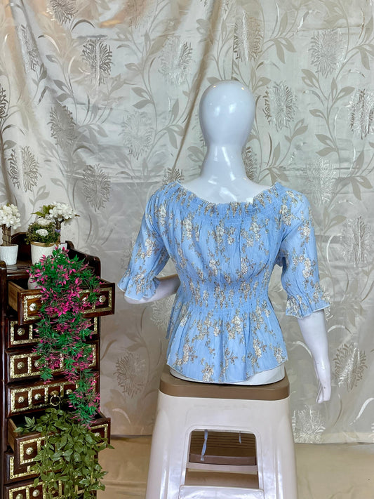 Light Blue Floral Top