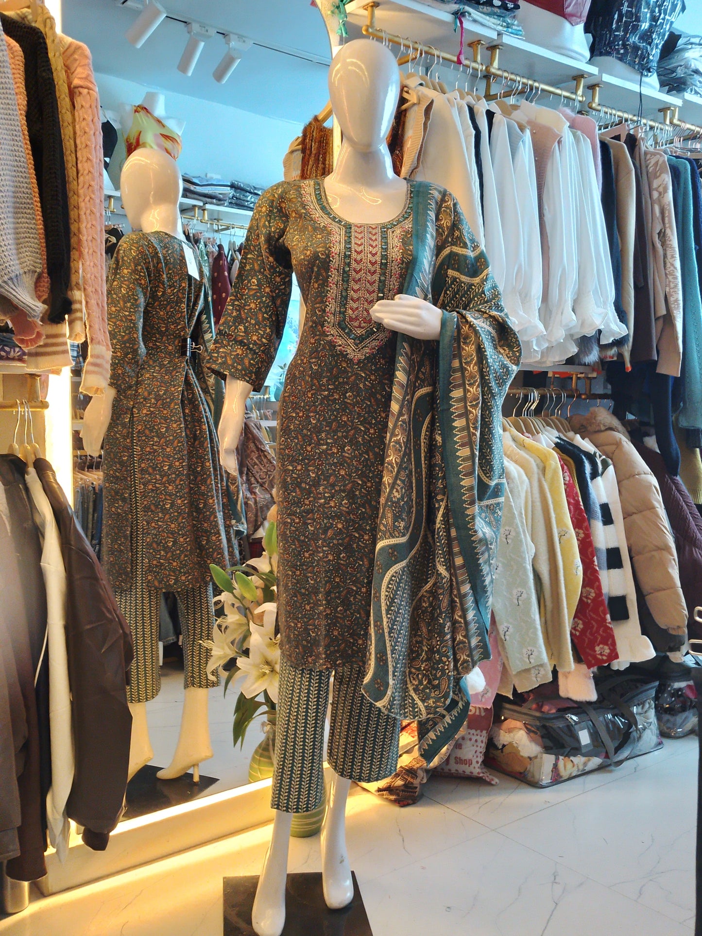 Winter Print Kurta Set