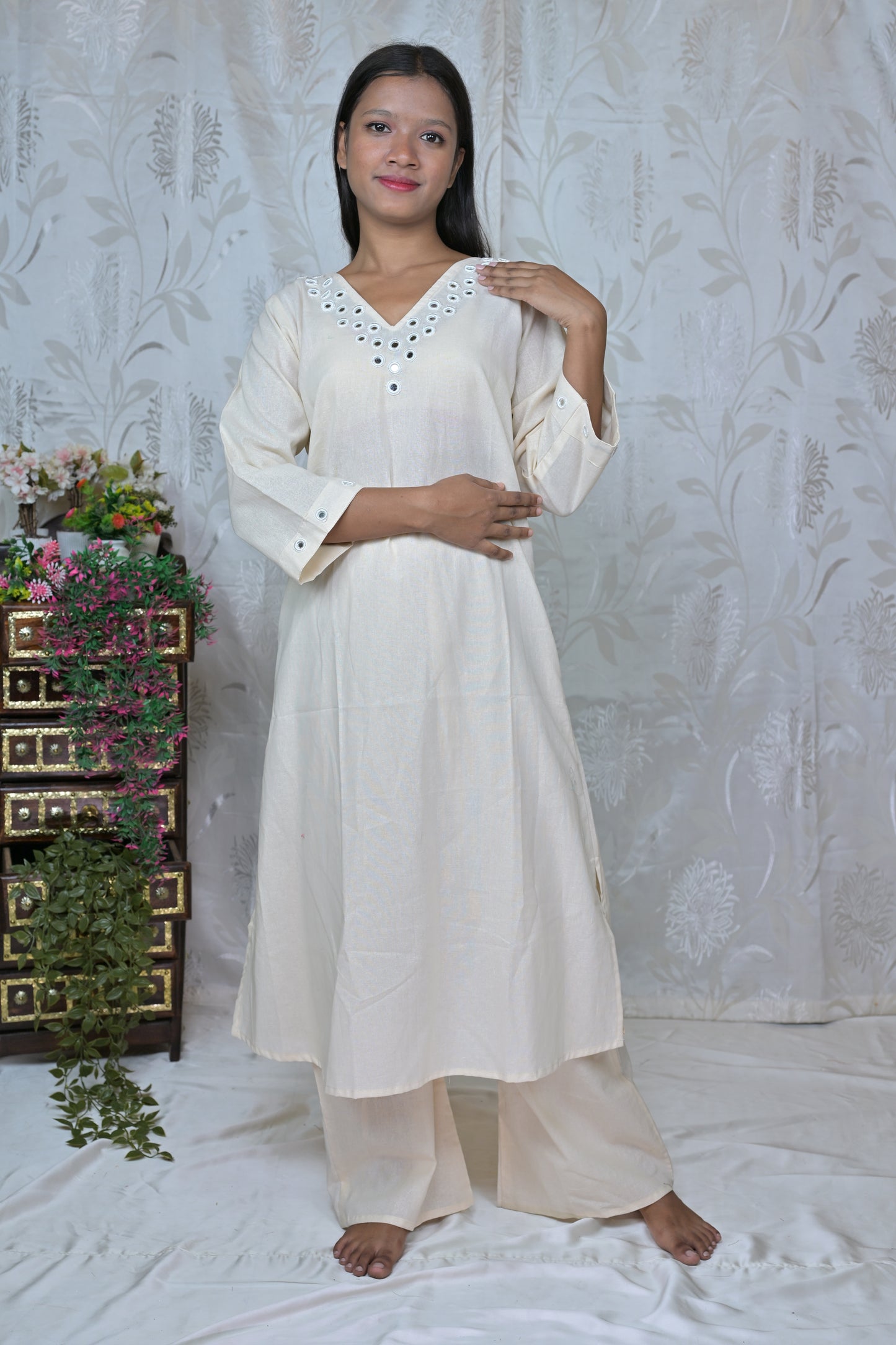 Mirror Embellished Kurta Palazzo Set