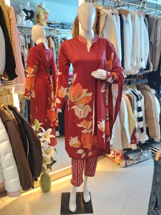 Winter Spice" Kashmiri-Inspired Printed Suit Set