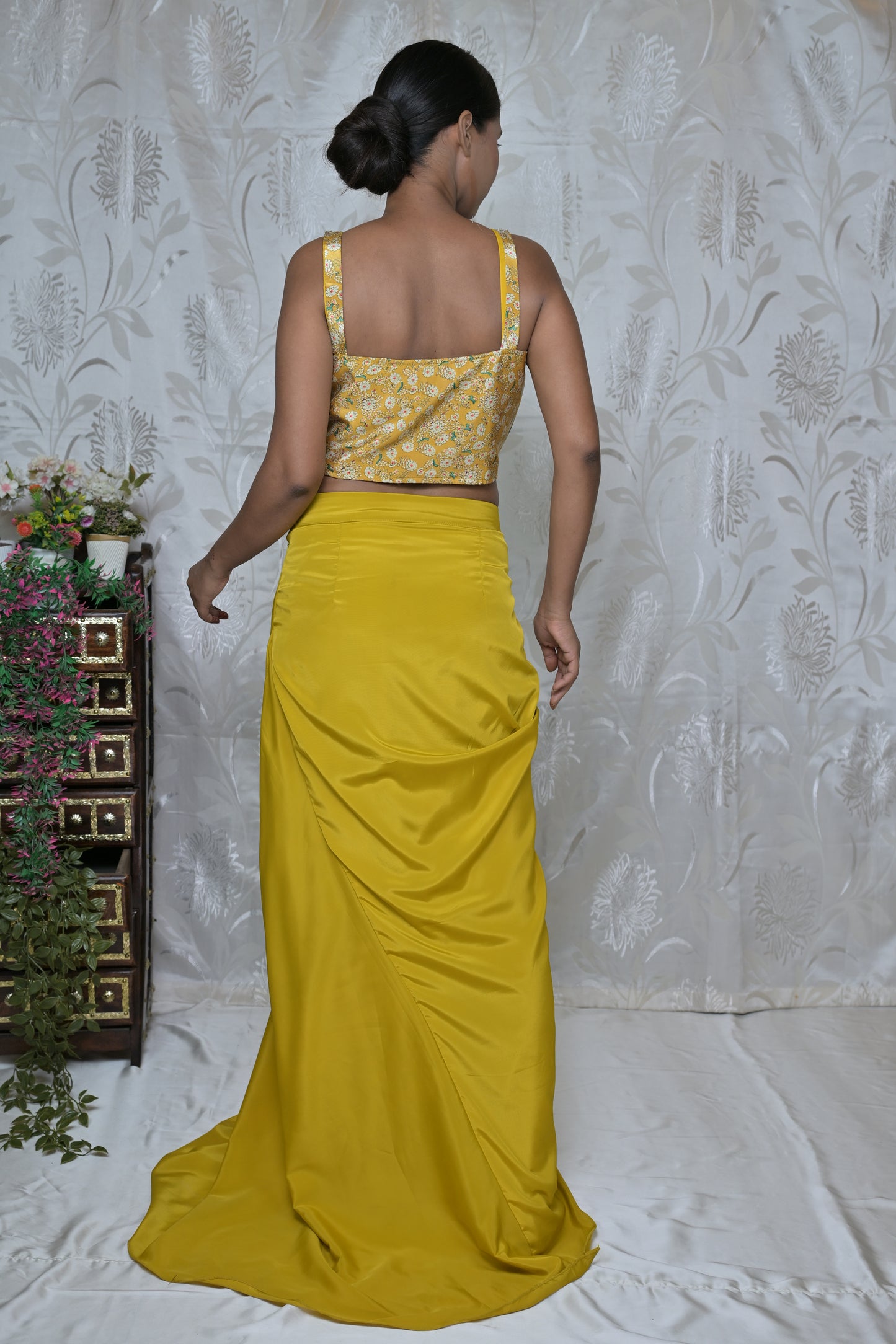 Contemporary Dhoti Skirt with Sleeveless Top & Shrug