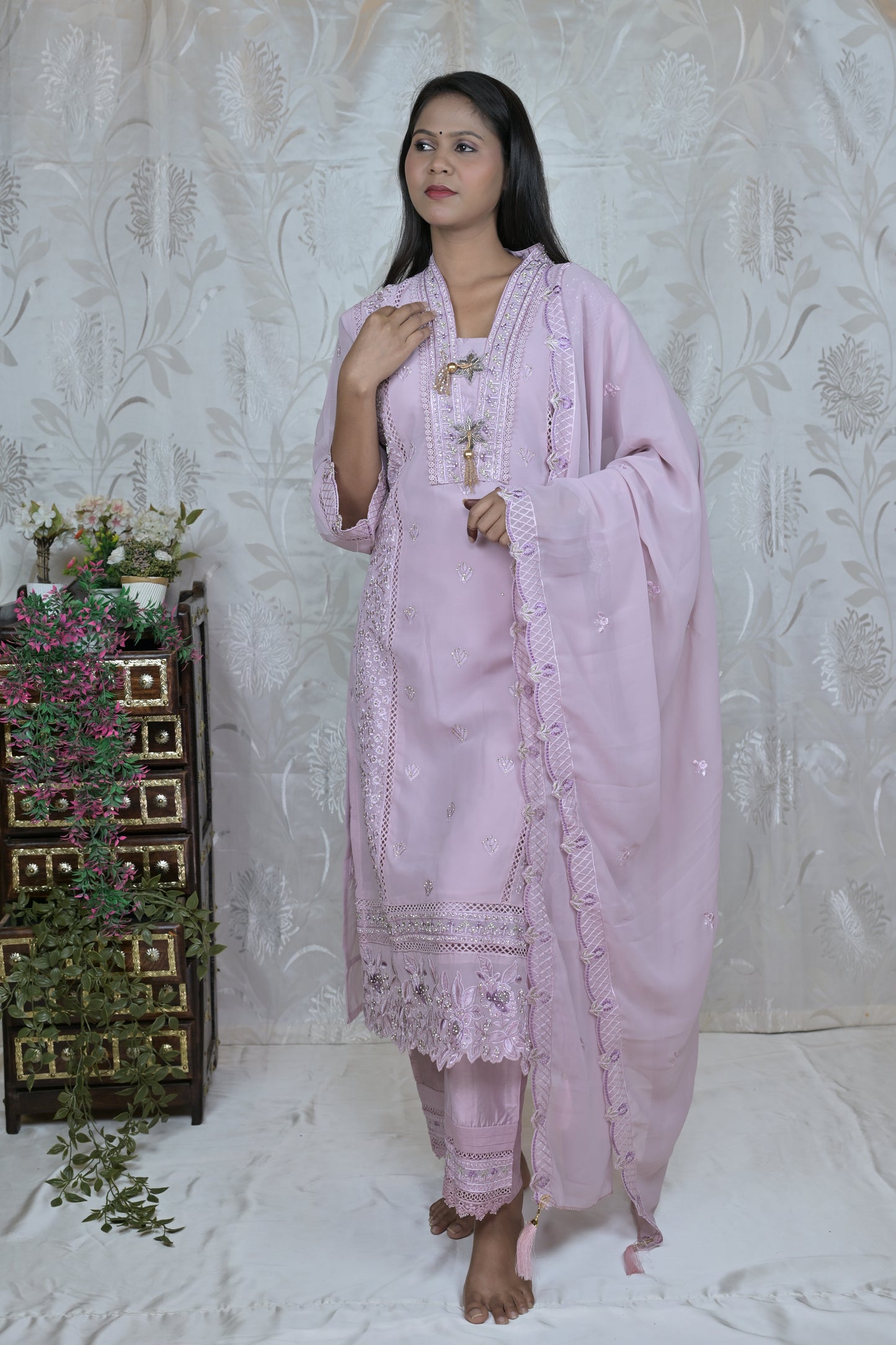 Pastel Embroidered Suit Set