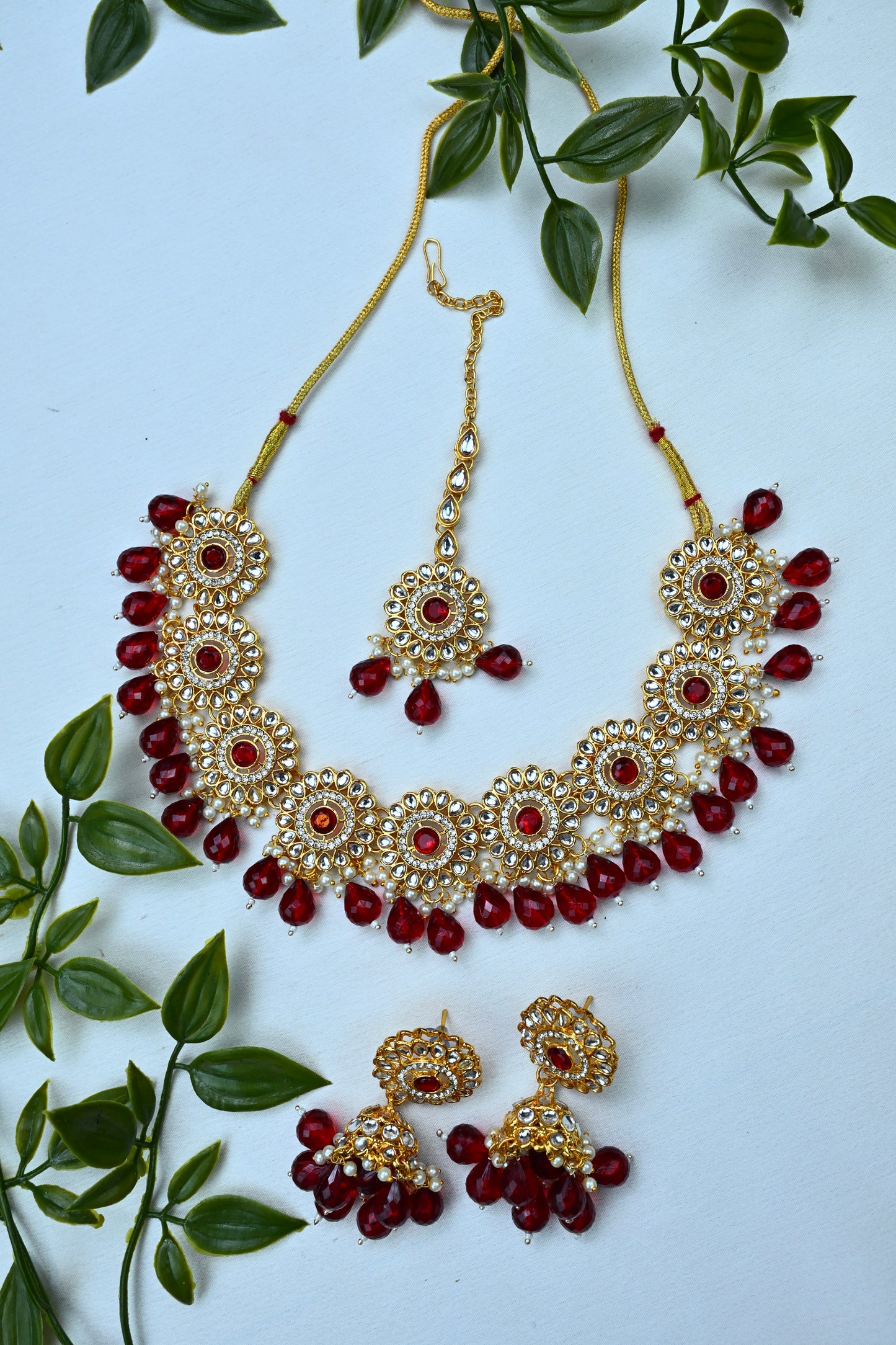 Gulnaar Ruby Drop Set