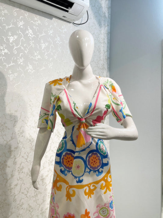Printed Cotton knot style Dress