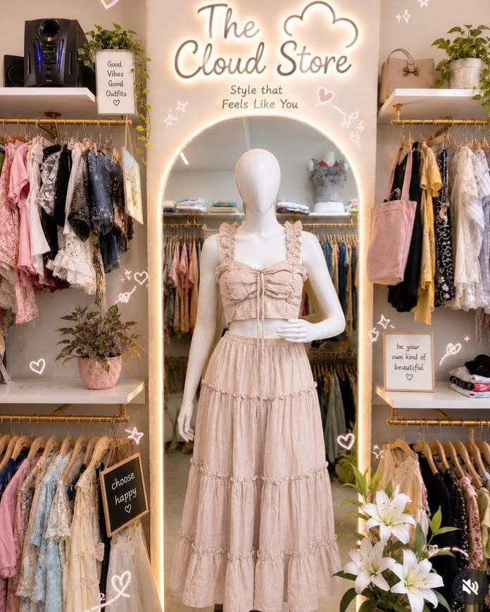Ruffled Crop Top and Tiered Skirt Co-Ord Set