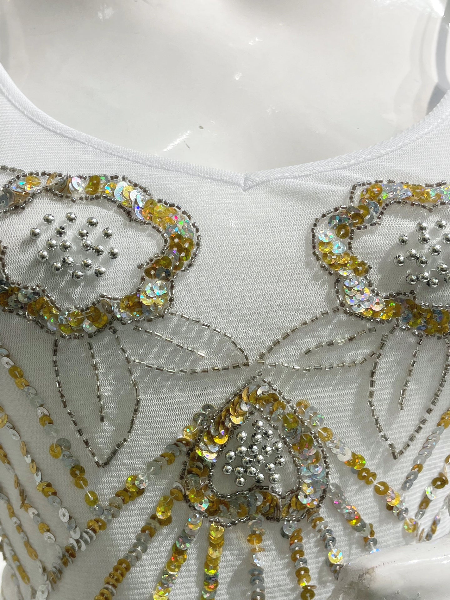 Opulent White & Gold Embellished Cami Top