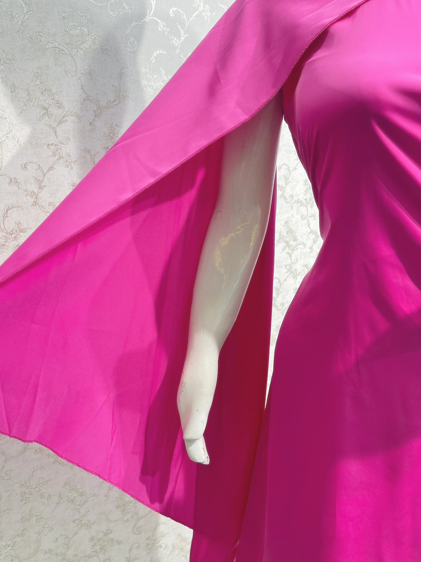 Hot Pink One-Shoulder Drape Dress