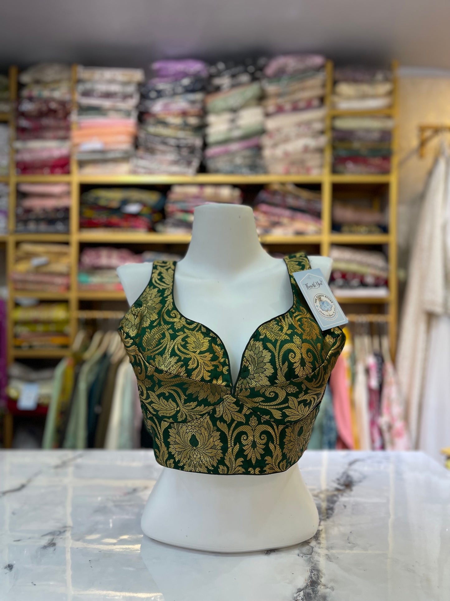 Woven Design Padded Saree Blouse