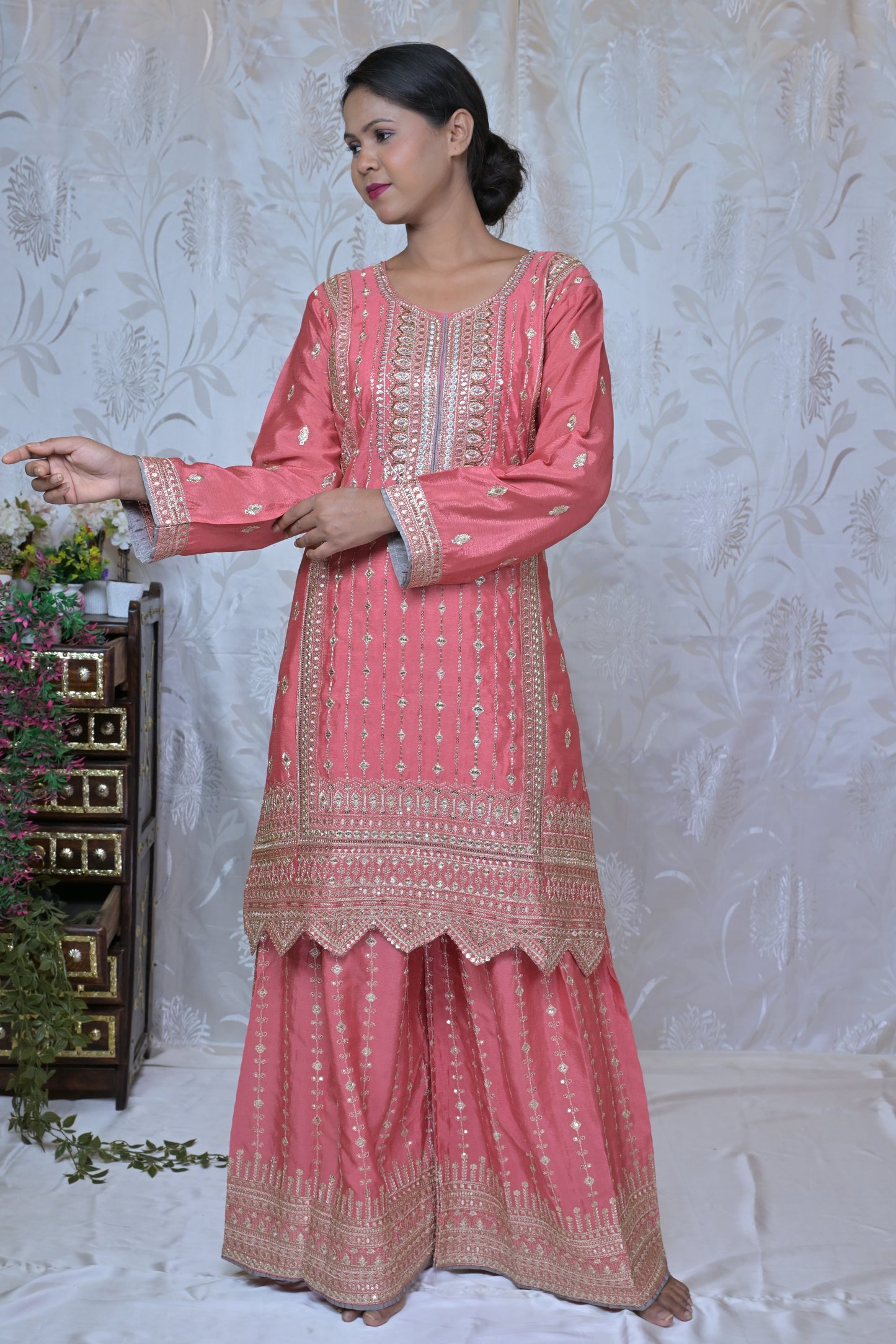 Festive Junoon Palazzo Suit with Embroidered Kurta and Dupatta