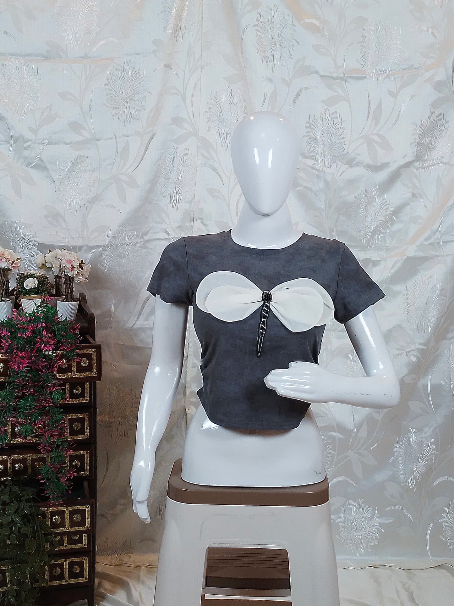 Women Butterfly Design Crop Top