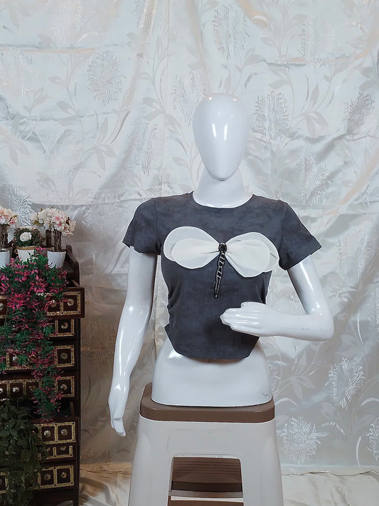 Women Butterfly Design Crop Top