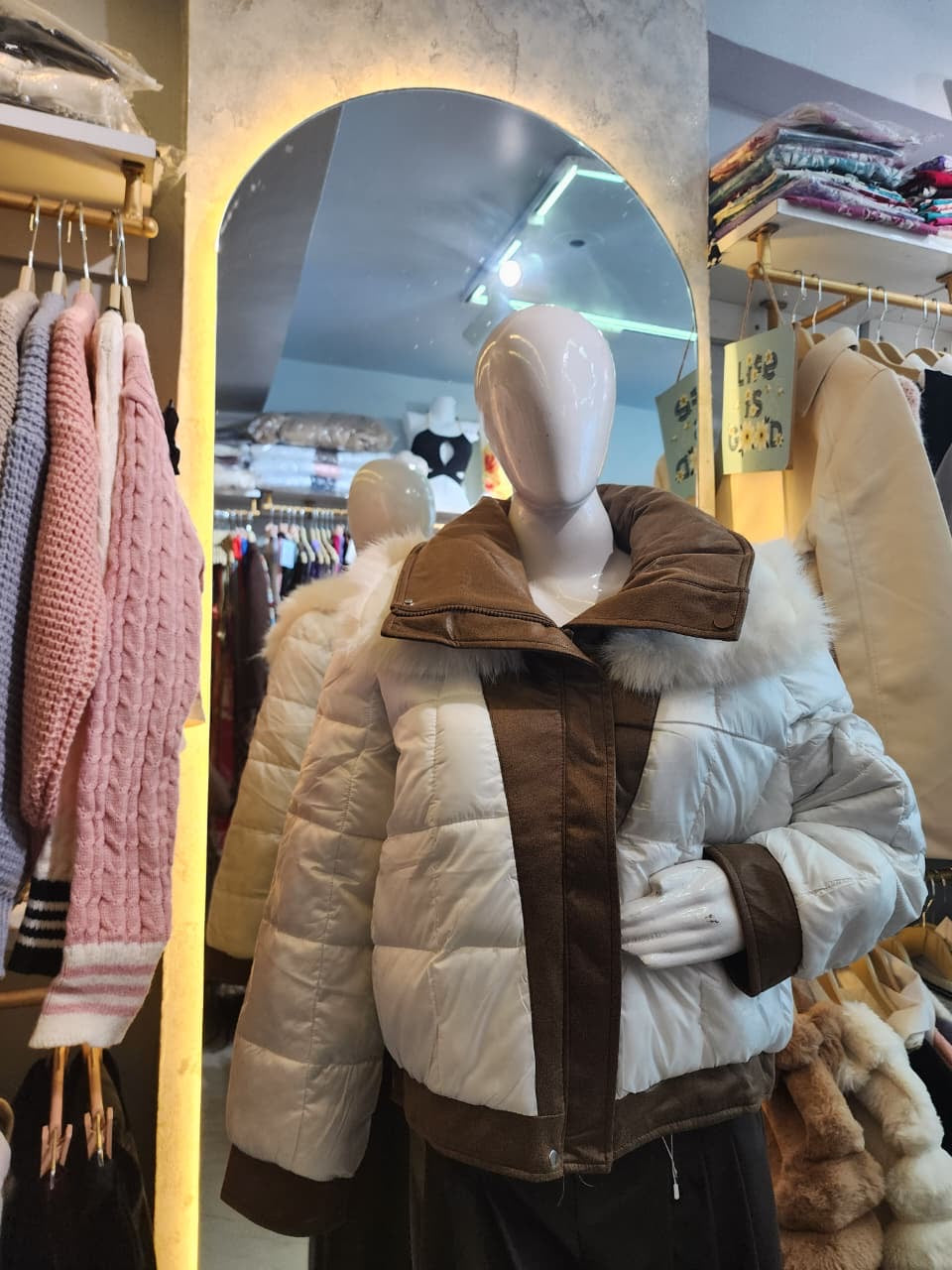 Winter Aurora" Reversible Shimmer Bomber Jacket