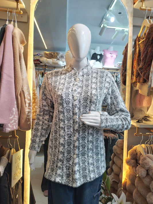 Spring Blossom" Printed Knit Cardigan