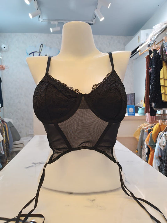 Lace & Mesh Crop Top