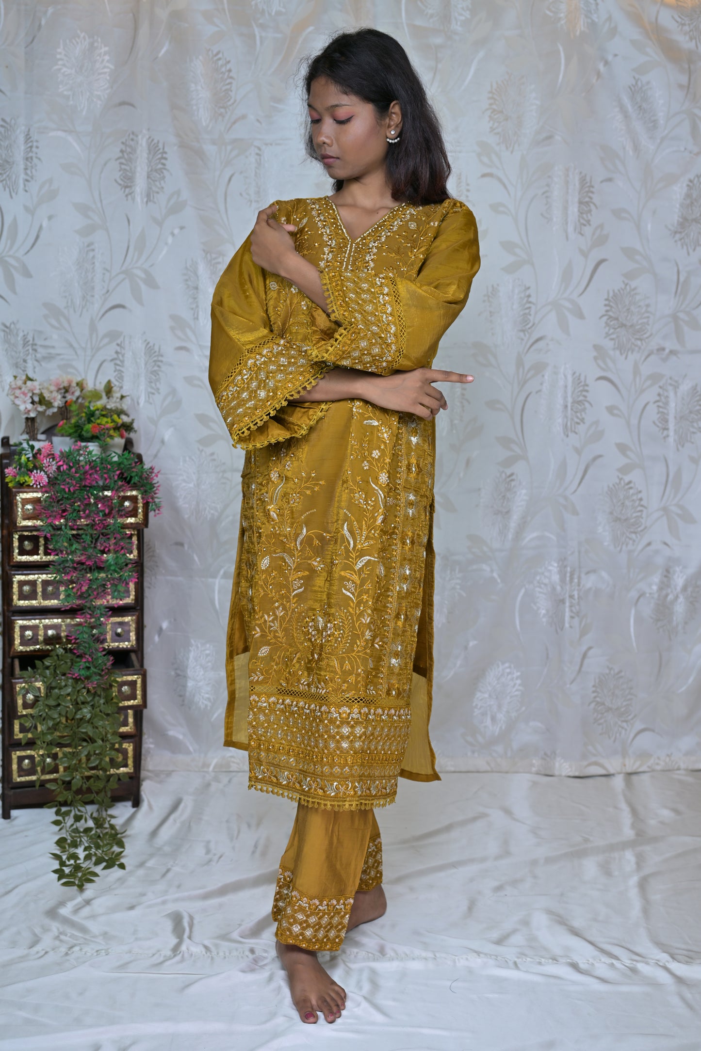 Gold Crush Embroidered Suit Set