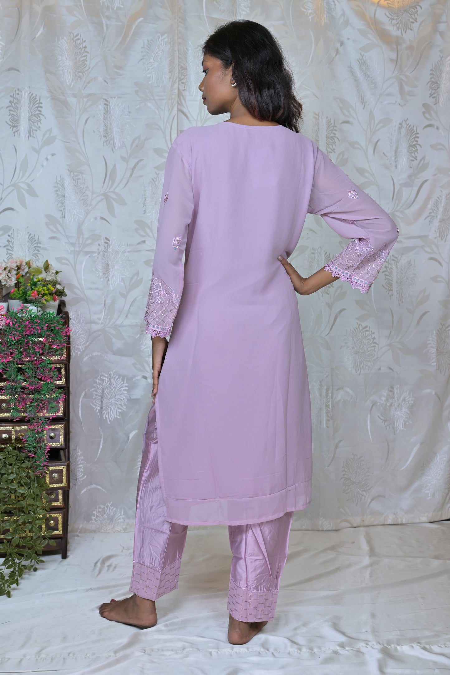 Soft Hue Embroidered Three-Piece Set