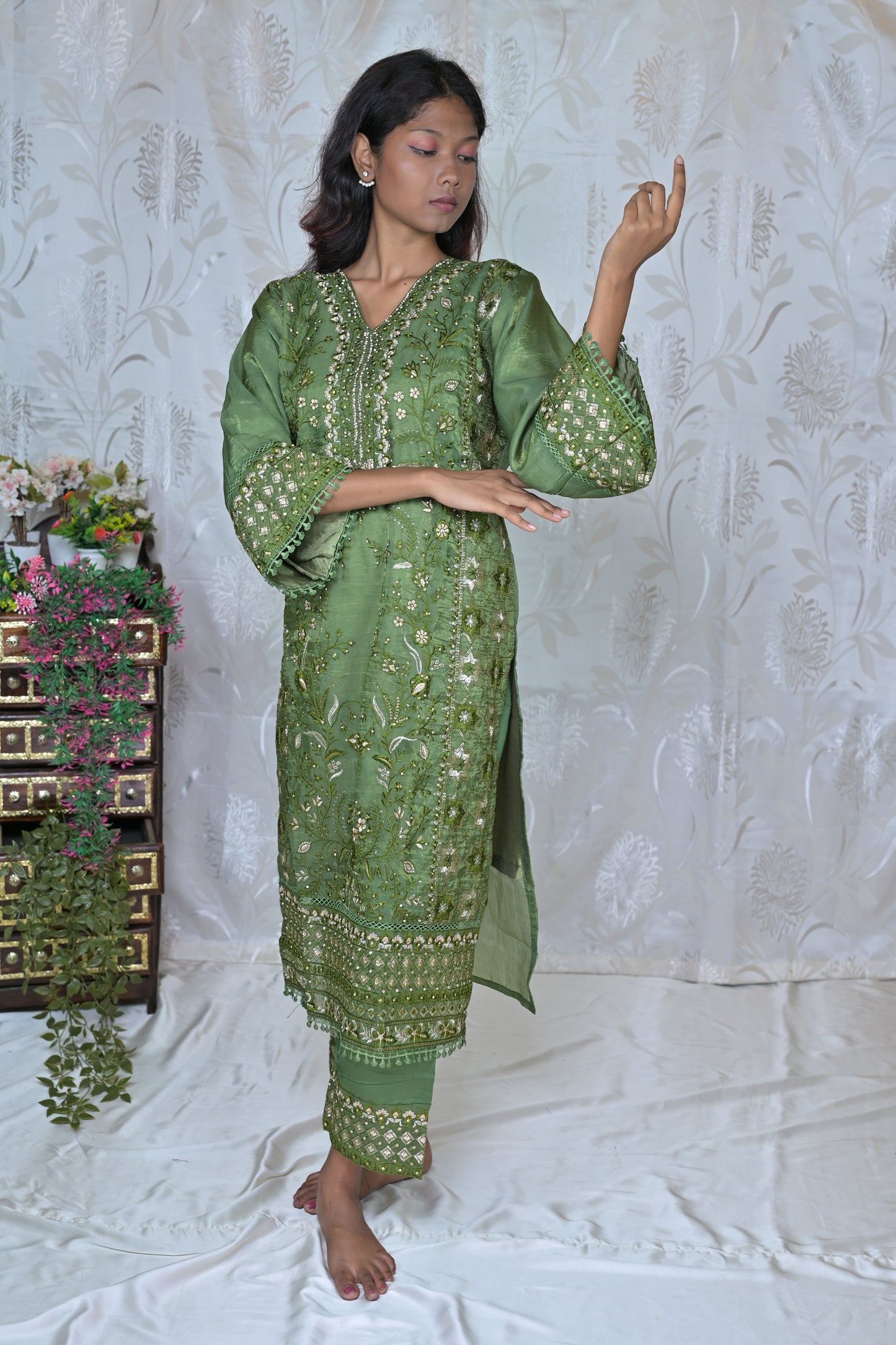 Gold Crush Embroidered Suit Set