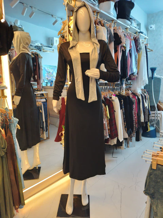 Urban Nomad Hooded Scarf Maxi Dress