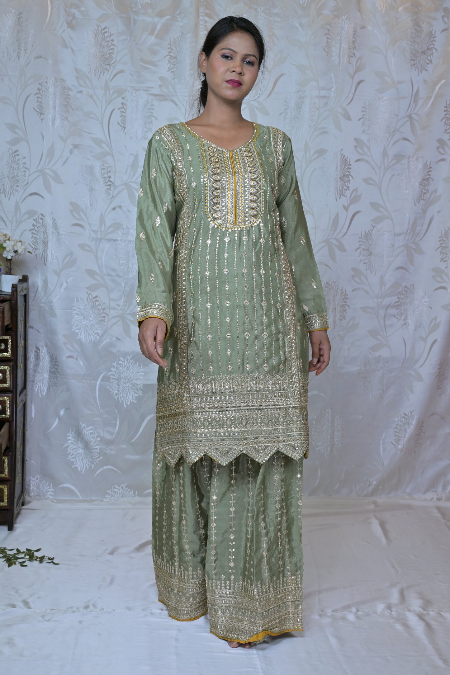 Festive Junoon Palazzo Suit with Embroidered Kurta and Dupatta