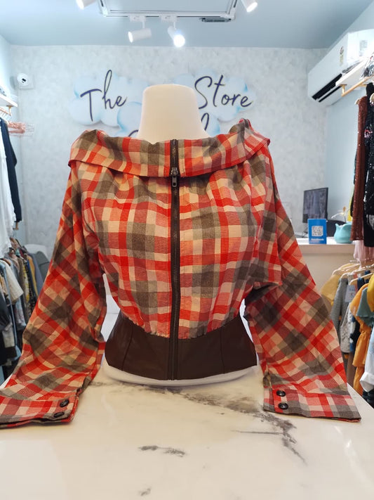 Plaid Corsair Leather Waist Top