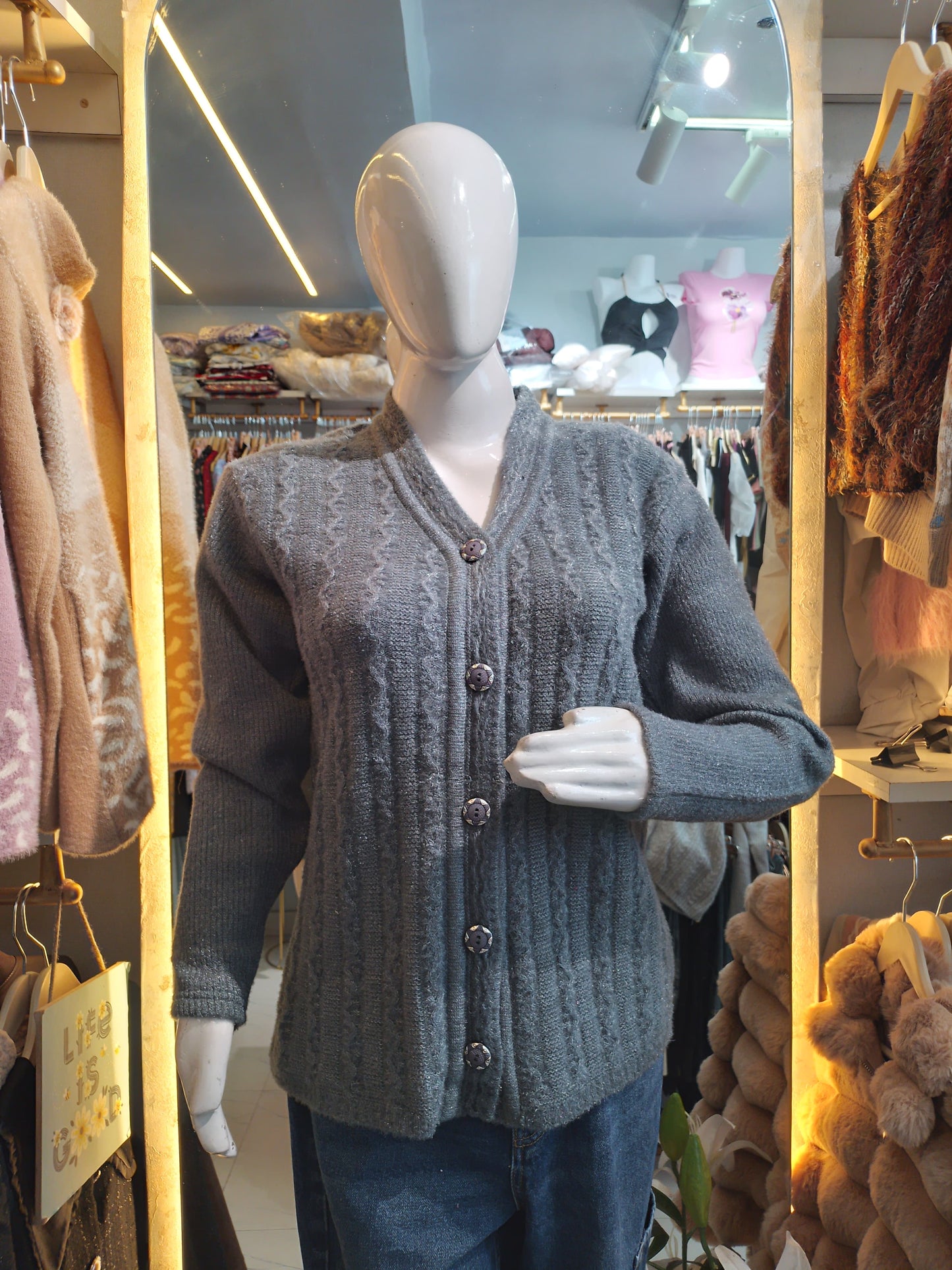 Winter Bloom" Embroidered Fuzzy Cardigan