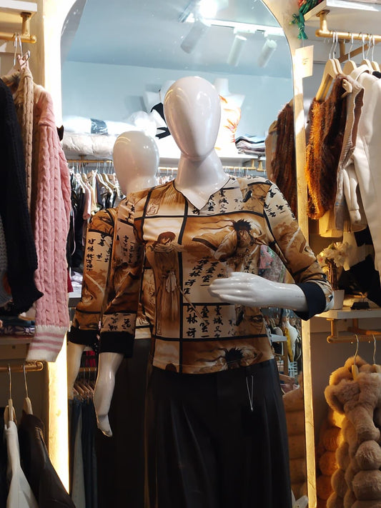 Shonen Scroll" Graphic V-Neck top