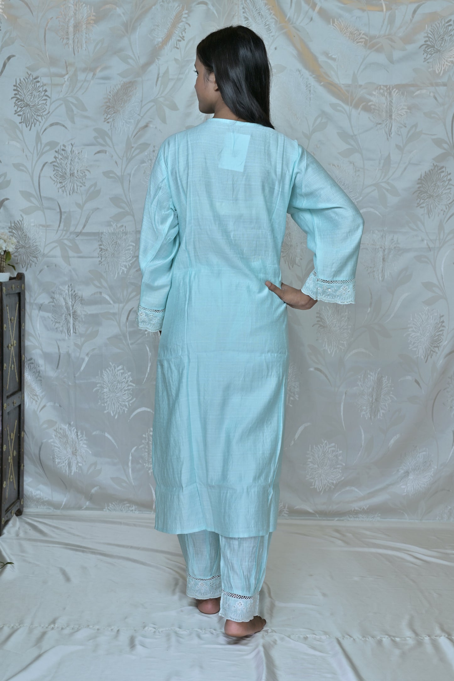 Pastel Embroidered Cotton Suit Set
