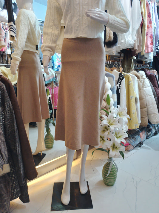 Golden Hour" A-Line Knit Midi Skirt