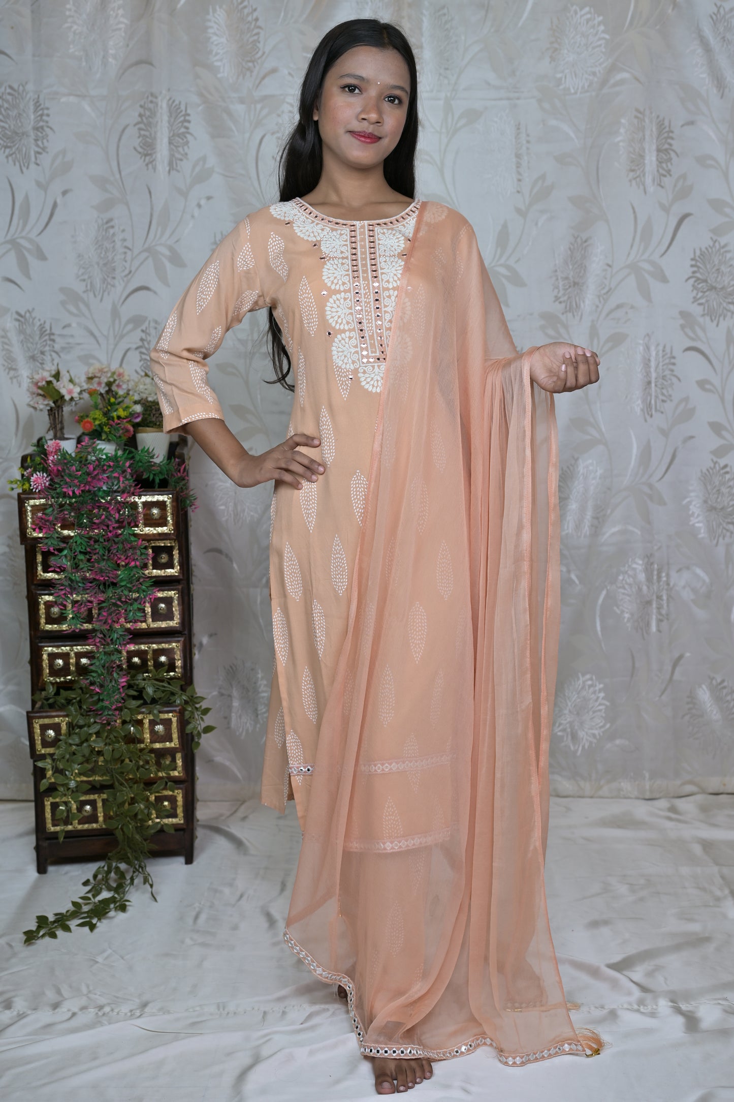 Block Printed Kurta Set with Matching Dupatta