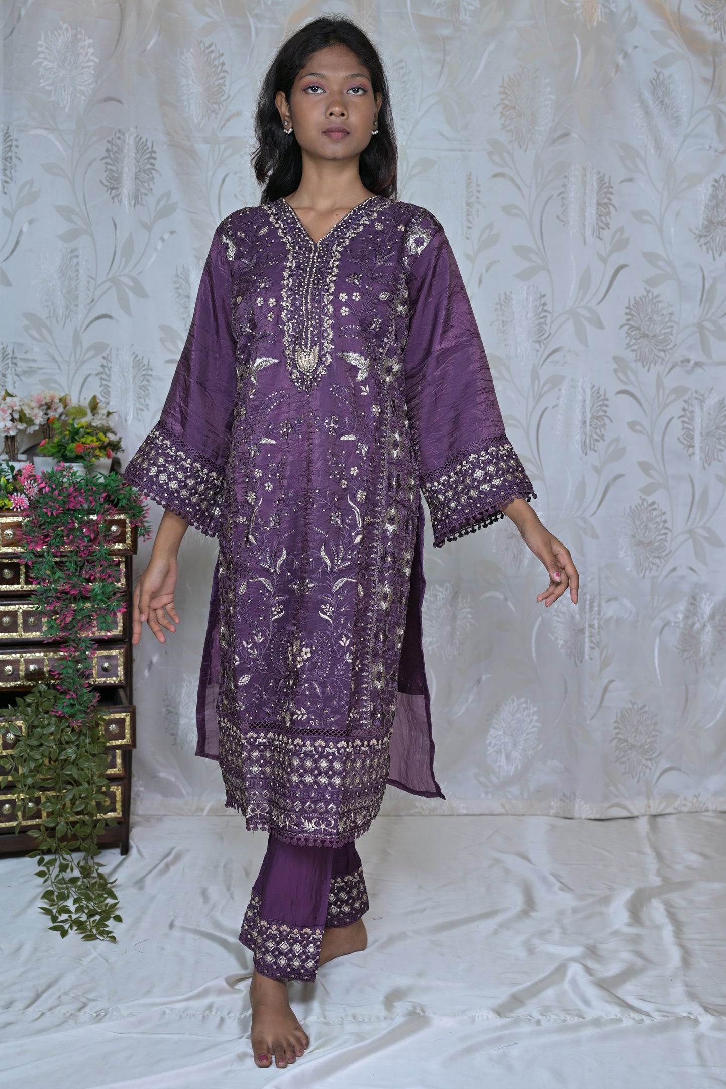 Gold Crush Embroidered Suit Set