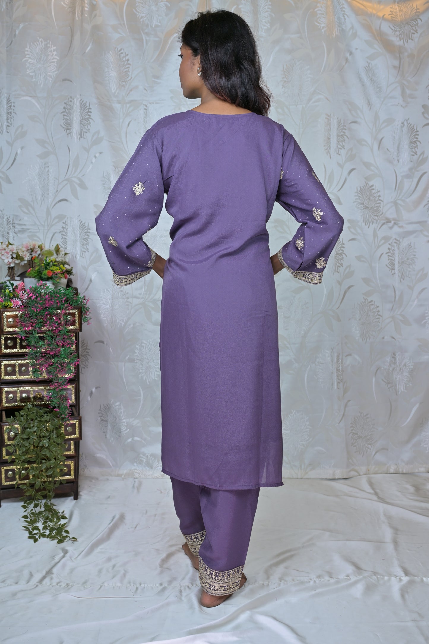 Embroidered Straight Suit Set with Dupatta