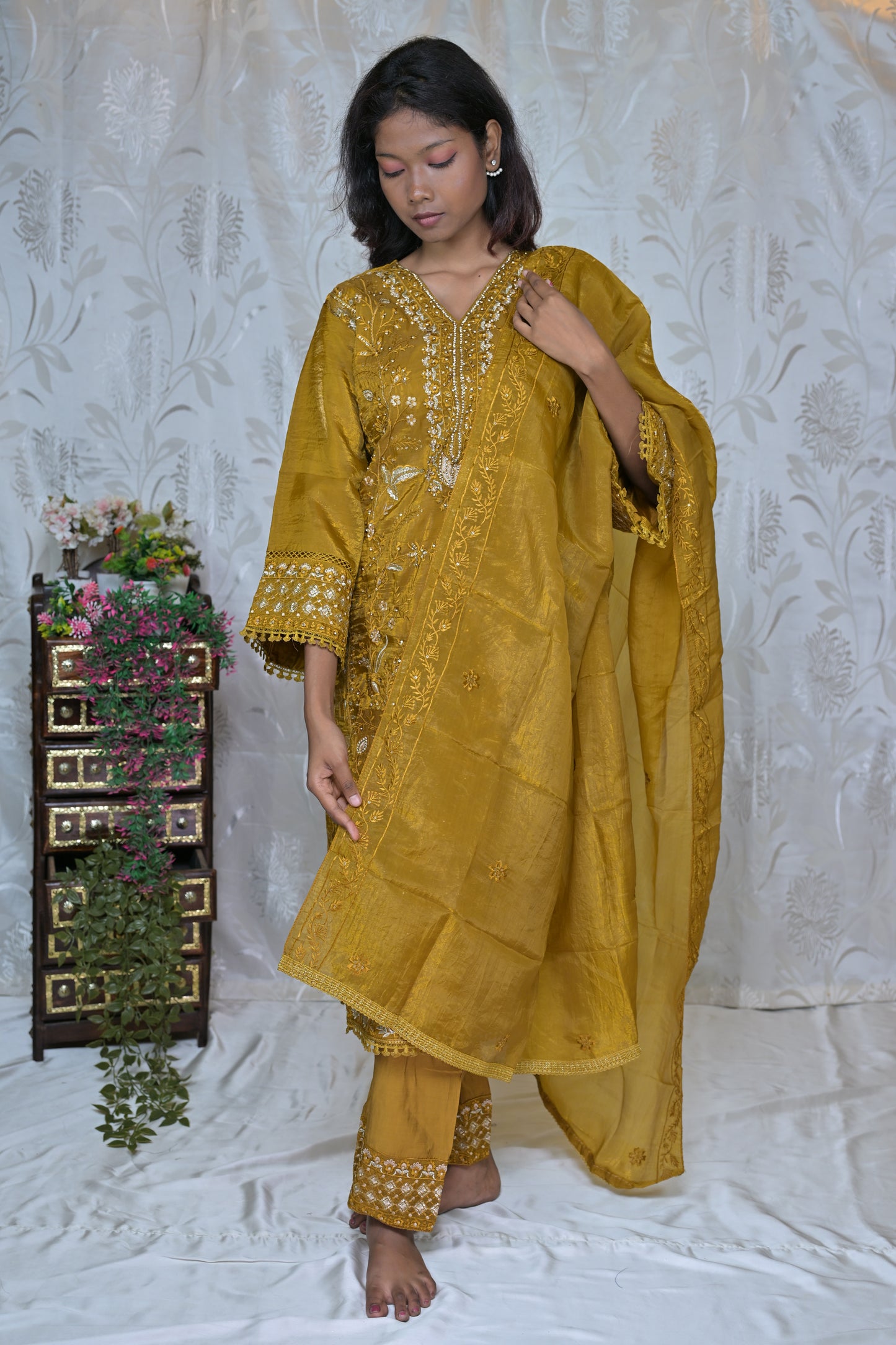 Gold Crush Embroidered Suit Set