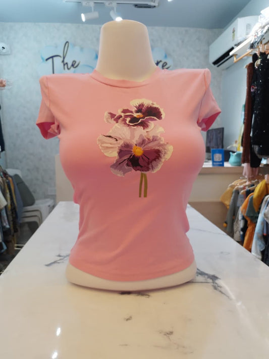 Pansy Blooms Short-Sleeve Top