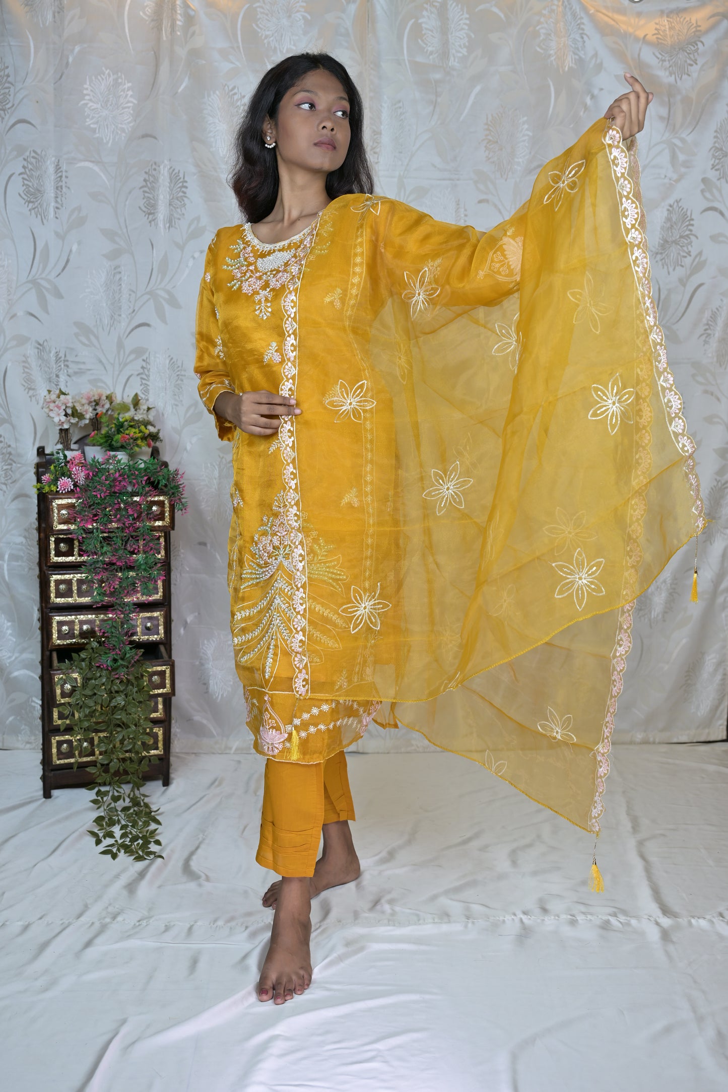 Opulent Embroidered Organza Ethnic Set
