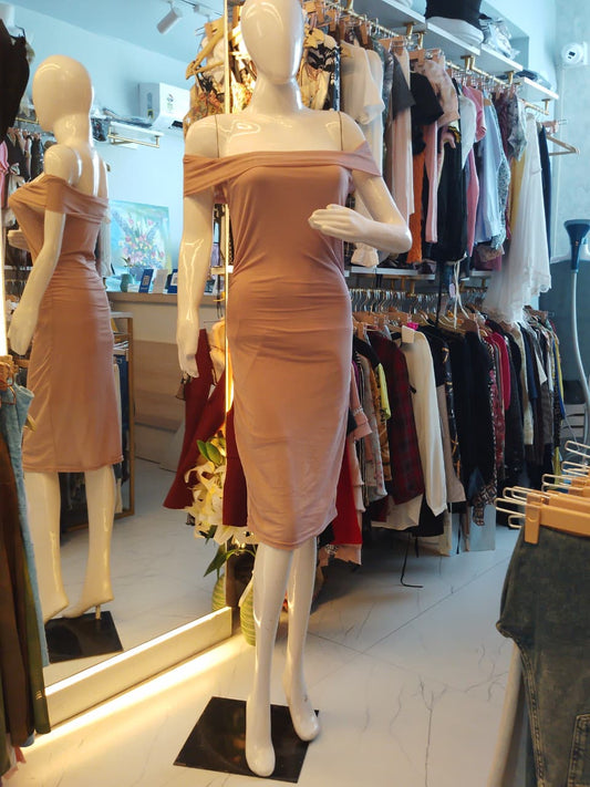 Bardot Ruched Sculpt Midi Dress