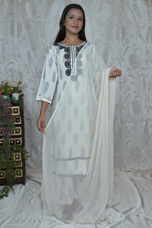 Block Printed Kurta Set with Matching Dupatta