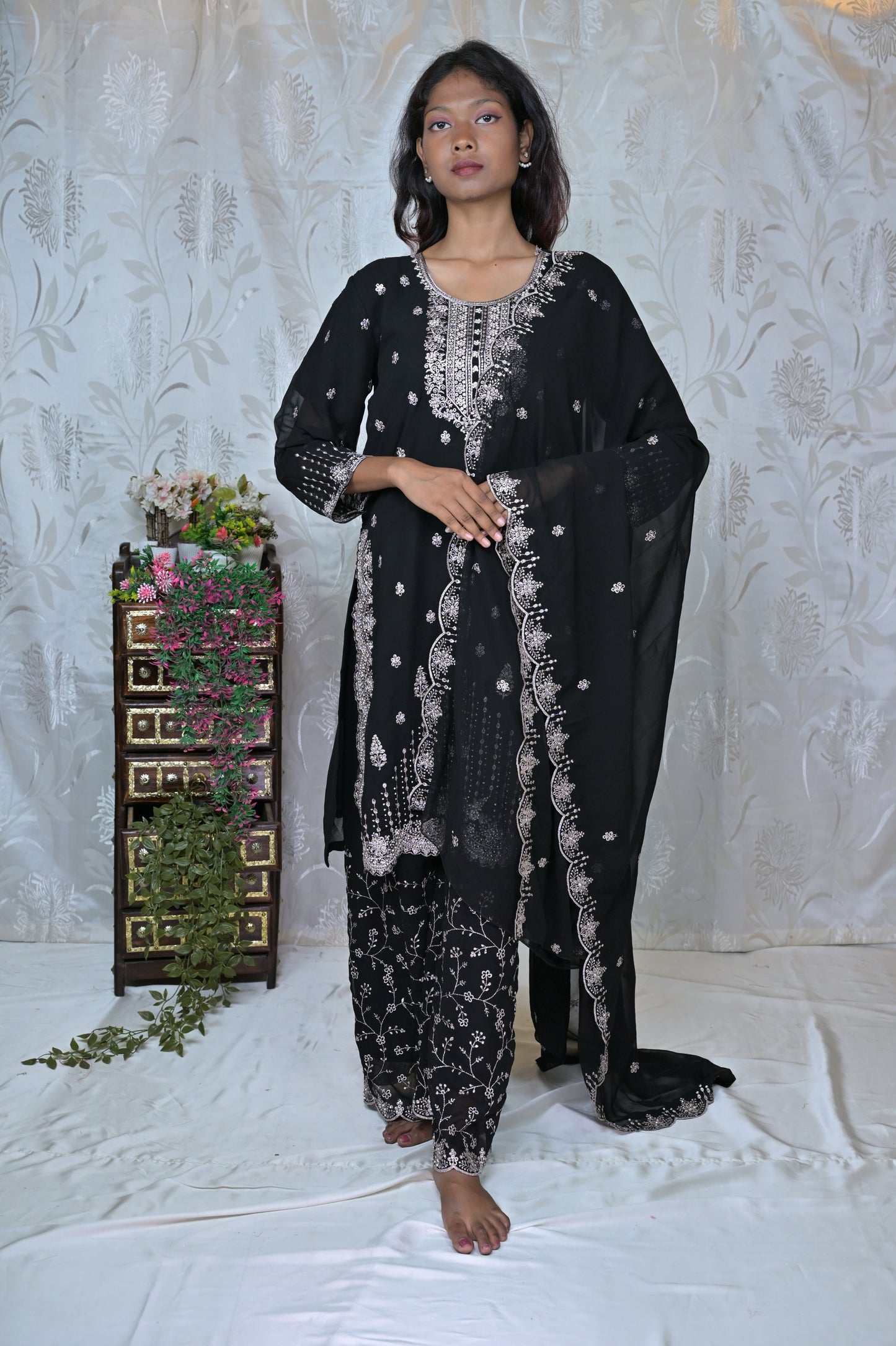 Traditional Kurta with Palazzo and Dupatta