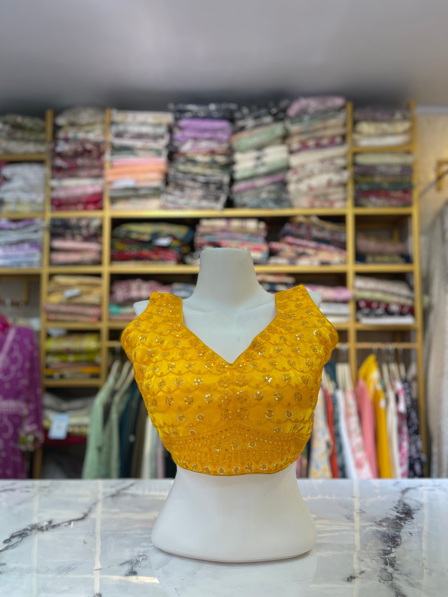 Embroidered Sleeveless V-Neck Blouse