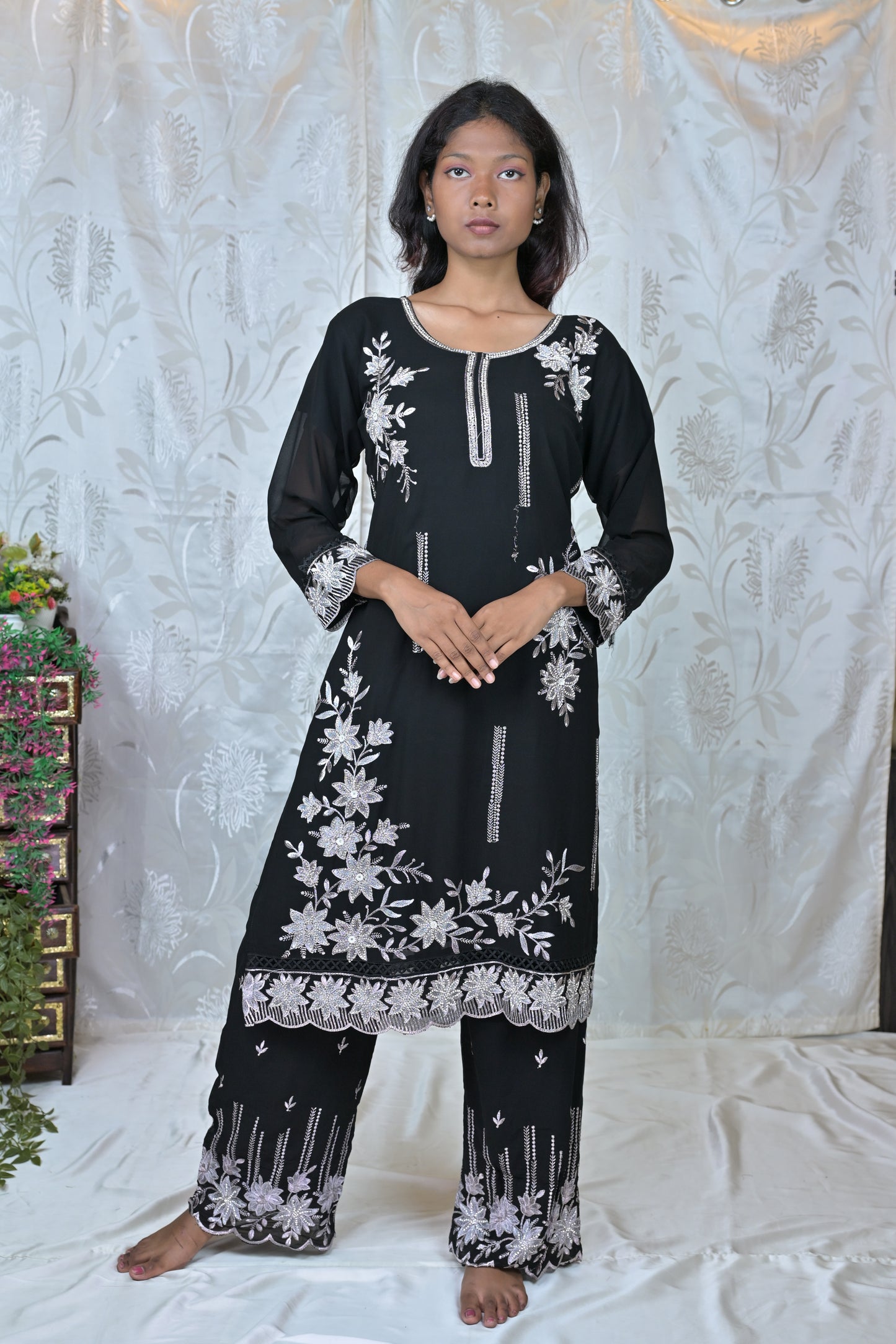 "FLORAL WHISPER" EMBROIDERED 3-PIECE SUIT SET