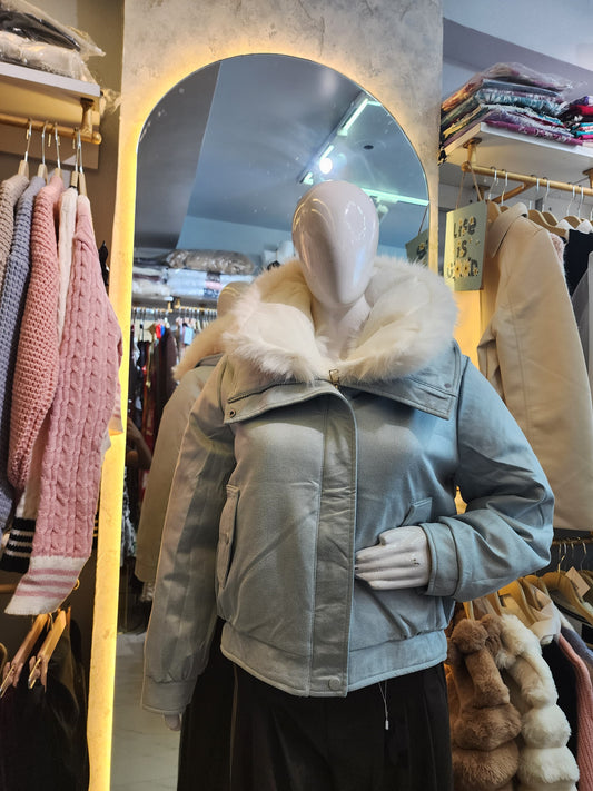 Winter Aurora" Reversible Shimmer Bomber Jacket