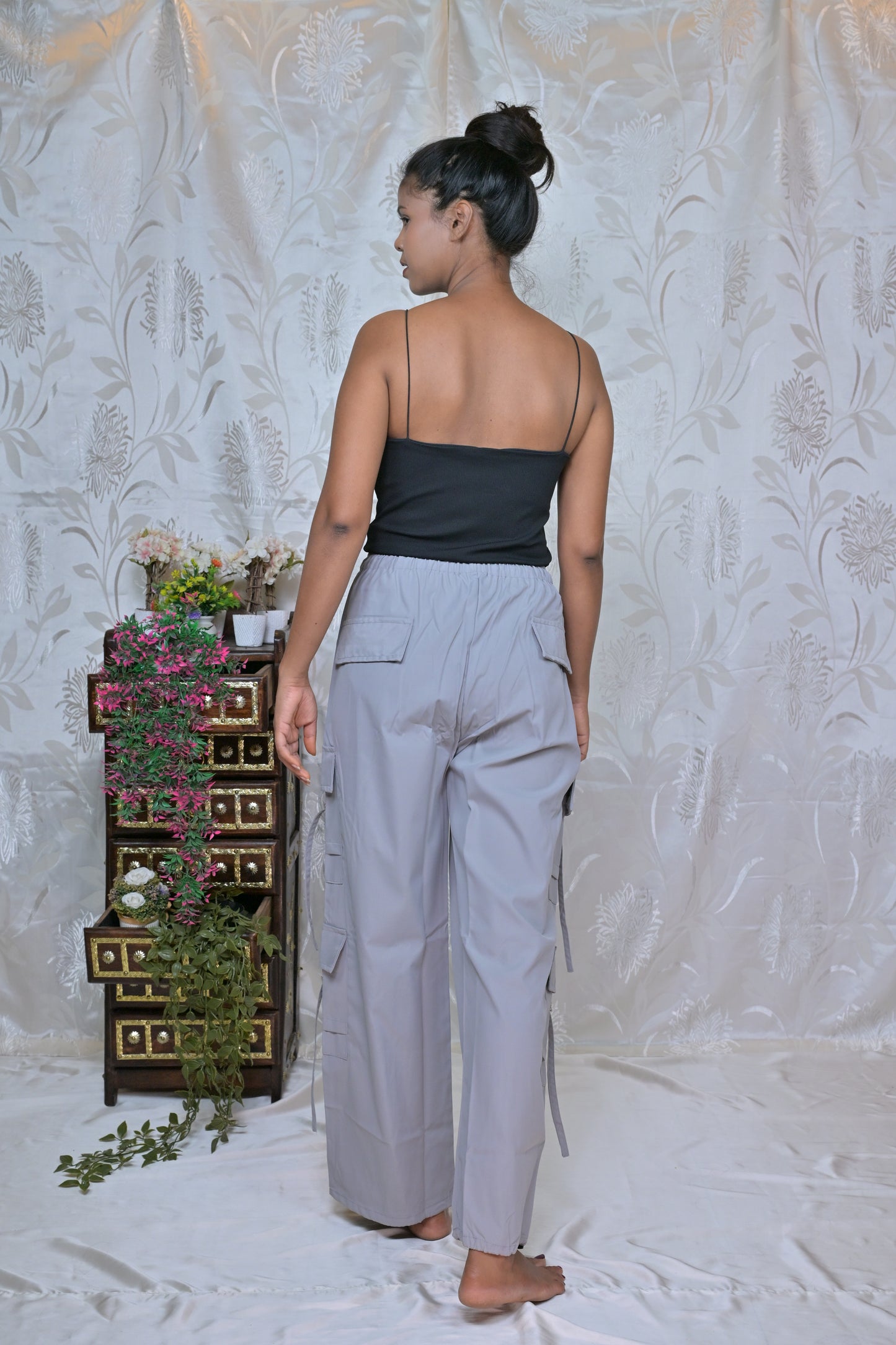 Trendy Solid Parachute Cargo Pants