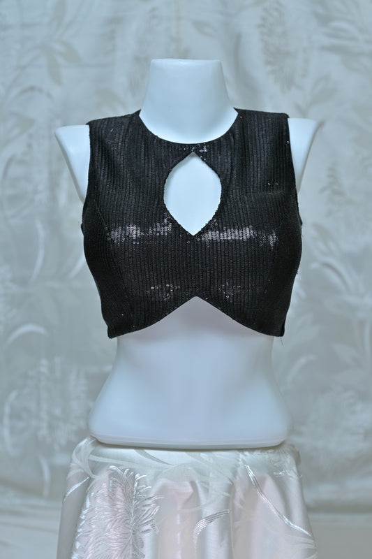 Glamorous Black Sequin & Shimmer Sleeveless Blouse
