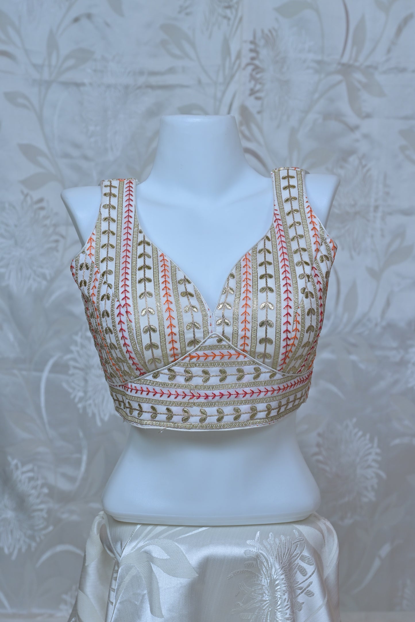 Embroidered V-Neck Sleeveless Blouse