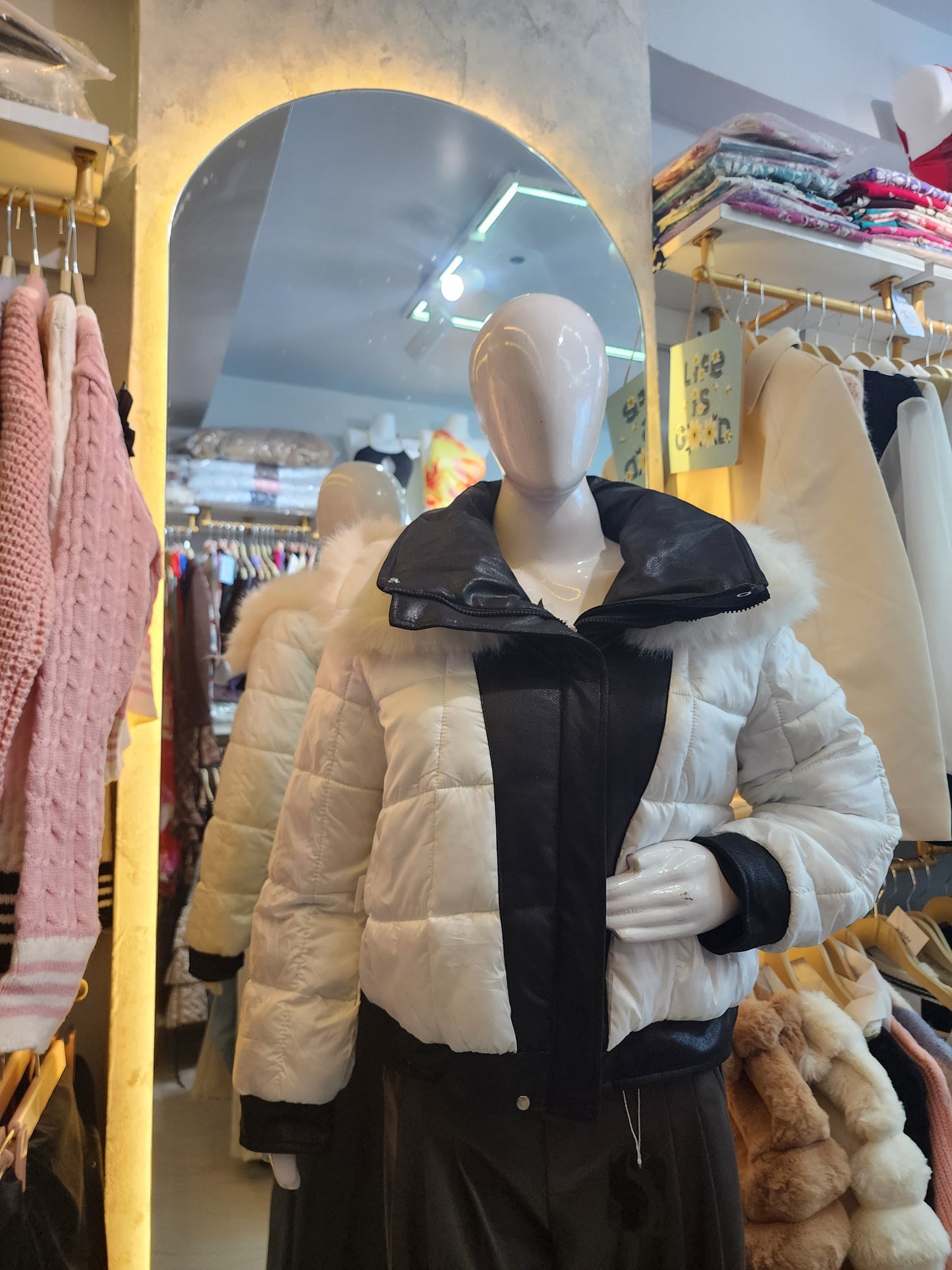 Winter Aurora" Reversible Shimmer Bomber Jacket