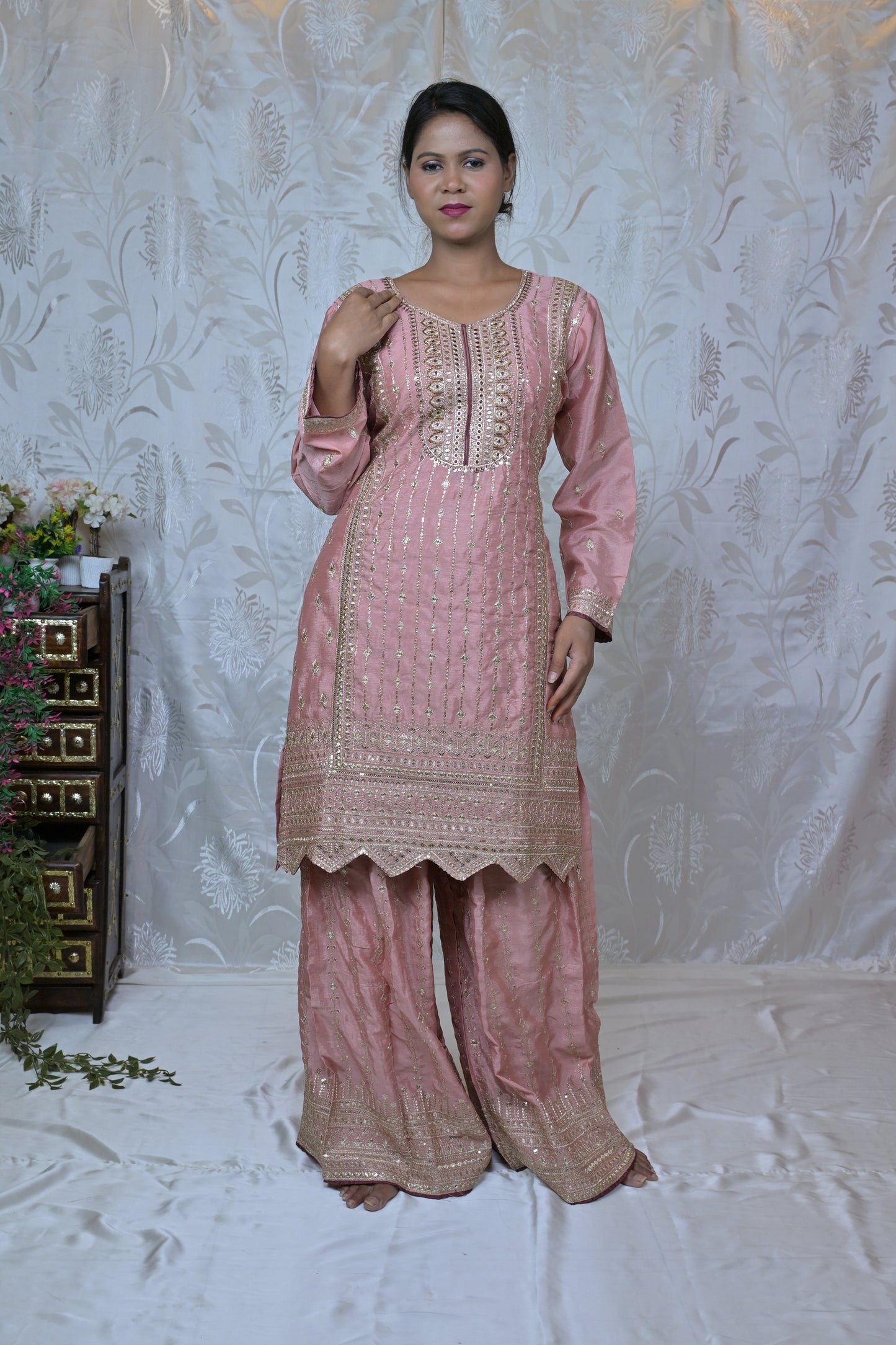 Festive Junoon Palazzo Suit with Embroidered Kurta and Dupatta