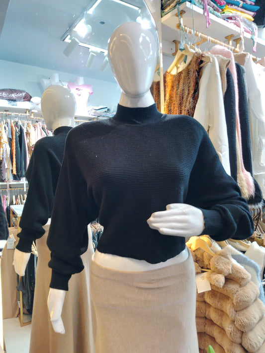 Urban Sculpt" Cropped Mock Neck Sweater