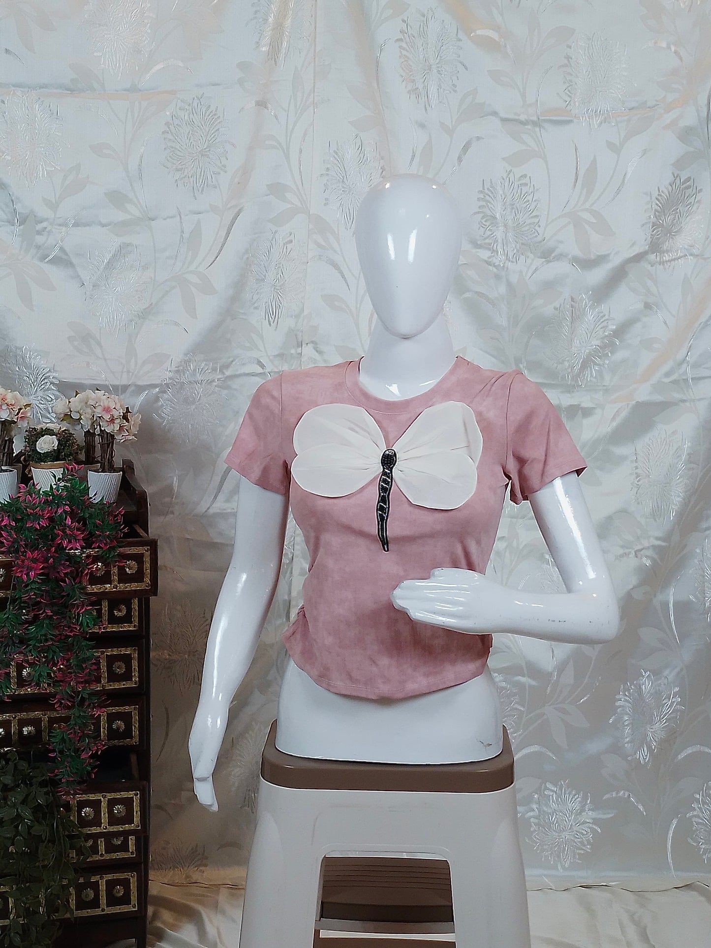 Women Butterfly Design Crop Top